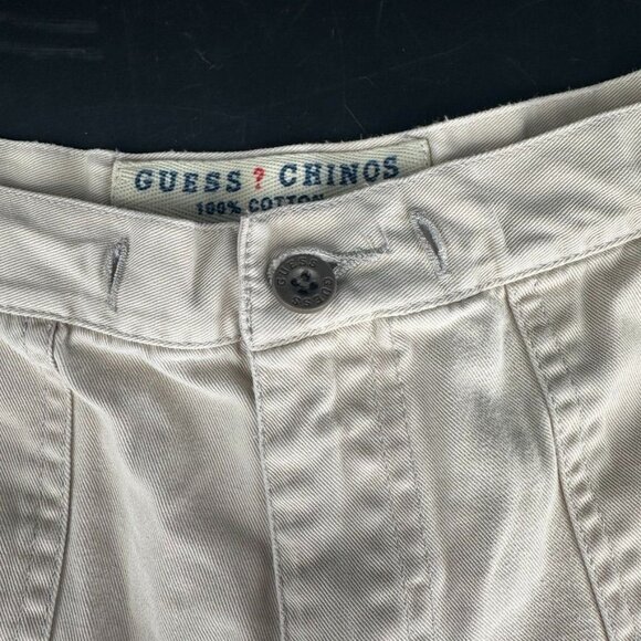 VTG Guess Tan Shorts Women's 30'' Waist Y2K Beige Chino Shorts 100 Cotton USA - Picture 2 of 8